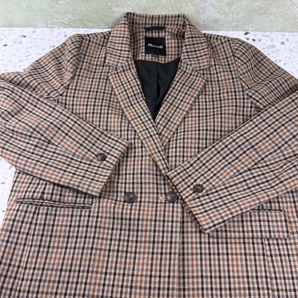 Madewell Double-Breasted Blazer Size XXL Brown Plaid